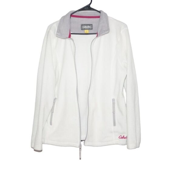 Cabela's White Fleece Zip-Up Jacket, Medium - Picture 6 of 7